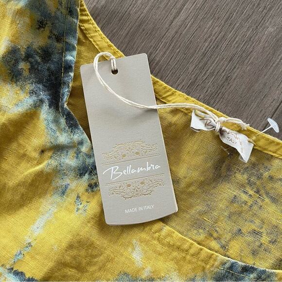 New Bella Umbra Italy Amalfi Night Tie Dye Must Yellow & Blue Blouse - Picture 5 of 7